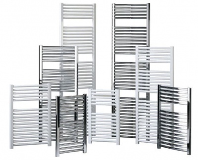 Milan curved chrome heated towel rail 800 x 500